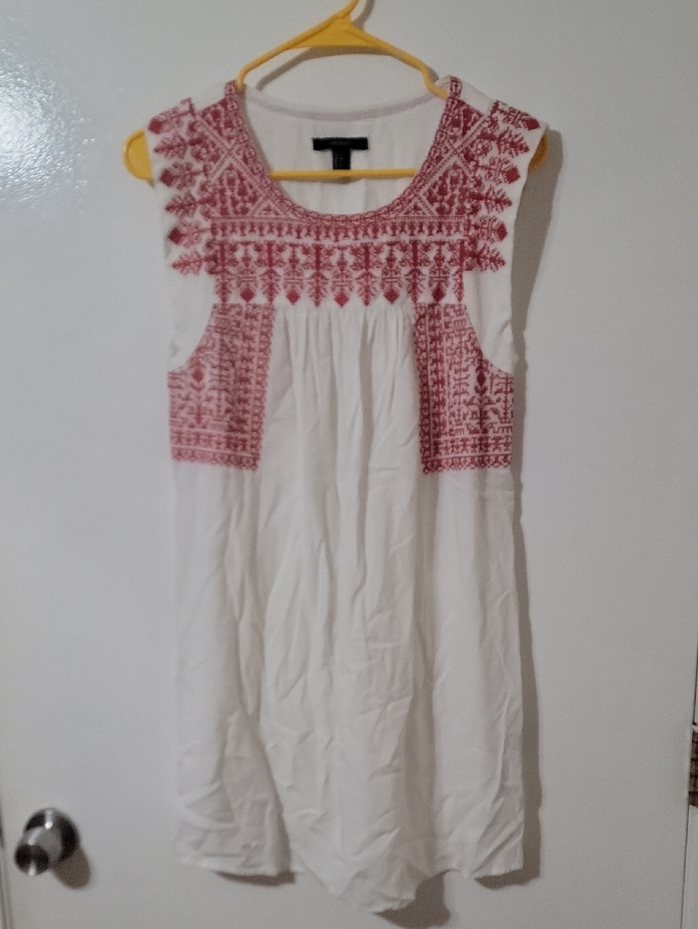 Forever 21 White Mini Dress with Red Embroidery